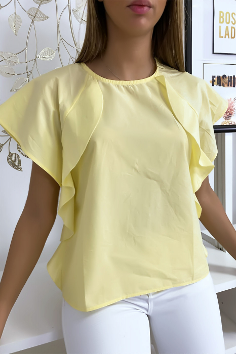 Blouse fine à volant jaune