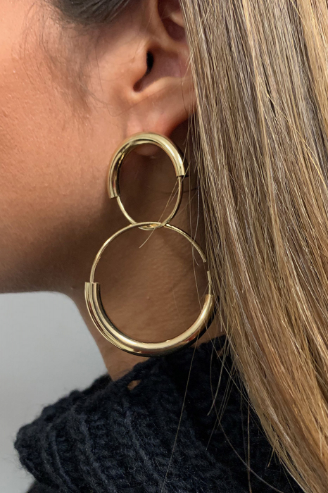 Boucles d'oreilles dorées, double anneau
