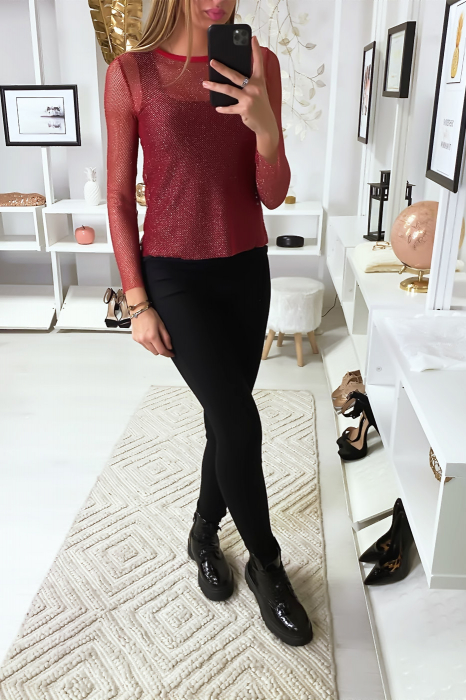 Haut chic bimatière transparent Bordeaux
