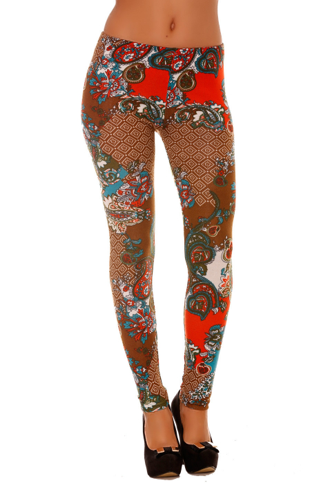 Legging chaud à motif multicolore 