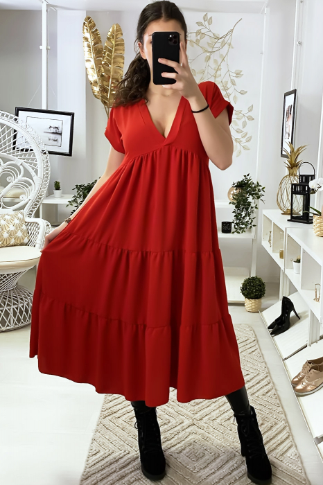 Robe tunique couleur rouge Rouge