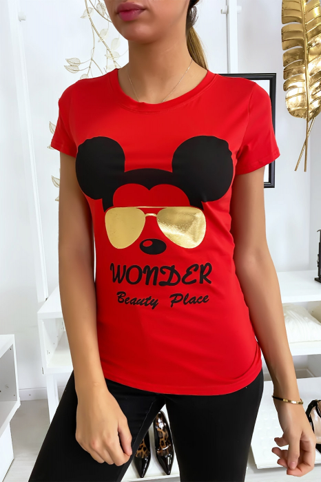 T-shirt Mickey Rouge