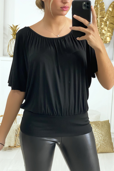 Top chauve souris Noir