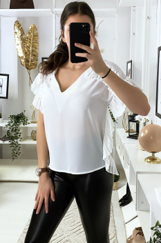 Blouse à plis Blanc