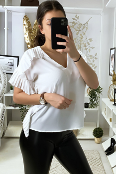 Blouse à plis Blanc