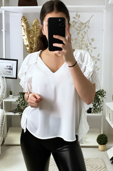 Blouse à plis Blanc