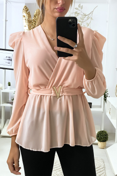 Blouse avec ceinture Rose