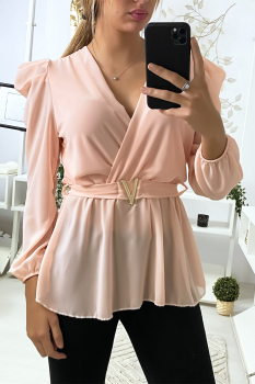 Blouse avec ceinture Rose