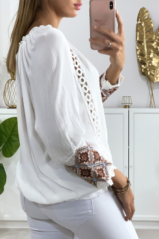 Blouse brodée Blanc