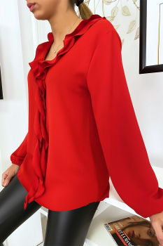 Blouse col jabot Rouge