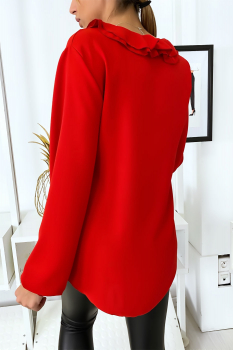 Blouse col jabot Rouge