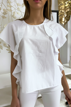 Blouse fine à volant Blanc