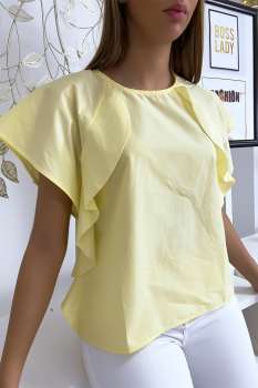 Blouse fine à volant jaune