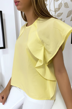 Blouse fine à volant jaune