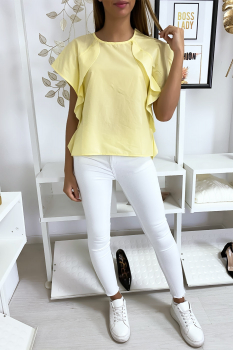 Blouse fine à volant jaune