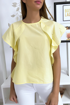 Blouse fine à volant jaune