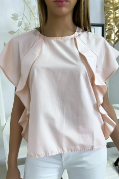 Blouse fine à volant Rose