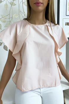 Blouse fine à volant Rose