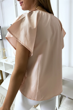 Blouse fine à volant Rose