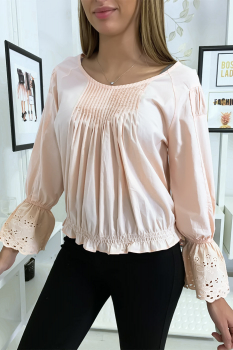 Blouse frison dentelle Rose