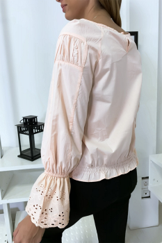 Blouse frison dentelle Rose