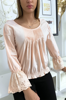 Blouse frison dentelle Rose