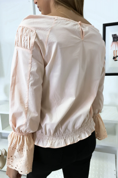 Blouse frison dentelle Rose