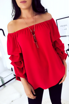 Blouse manche calypso et épaule dénudées