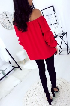 Blouse manche calypso et épaule dénudées