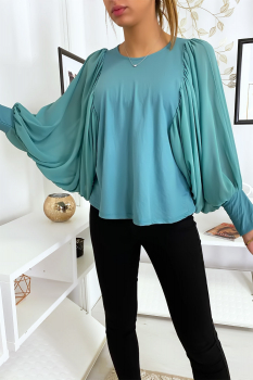 Blouse manches amples Turquoise