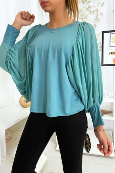 Blouse manches amples Turquoise