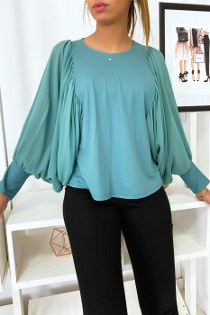 Blouse manches amples Turquoise