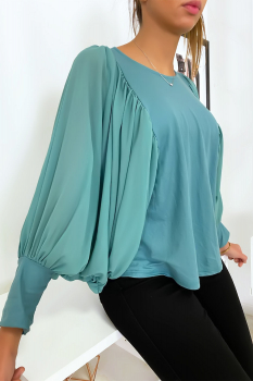 Blouse manches amples Turquoise