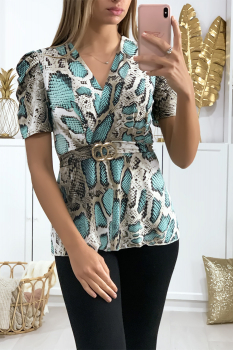Blouse motif serpent Turquoise