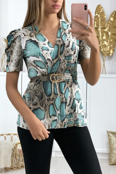 Blouse motif serpent Turquoise