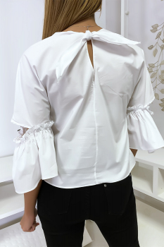 Blouse noeud au dos Blanc