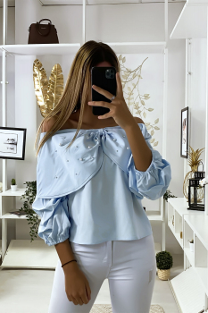 Blouse noeud papillon  Bleu