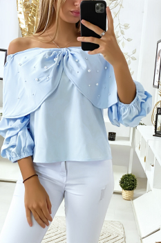 Blouse noeud papillon  Bleu