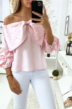 Blouse noeud papillon  Rose