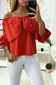 Blouse noeud papillon  Rouge