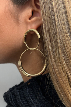 Boucles d'oreilles dorées, double anneau