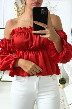 Bustier satin manche séparé Rouge