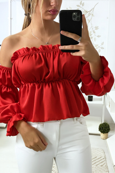 Bustier satin manche séparé Rouge