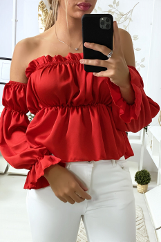 Bustier satin manche séparé Rouge
