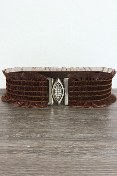 Ceinture large couleur chocolat, pour tenue de soirée, avec strass, matière extensible