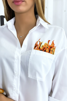 Chemise brodée à motif Blanc
