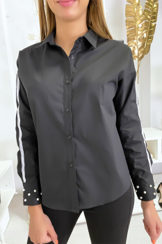 Chemise coton perle Noir