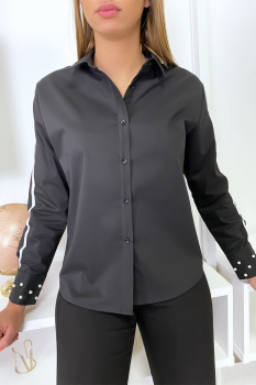 Chemise coton perle Noir