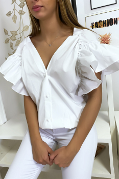 Chemise décolleté sbuffo Blanc