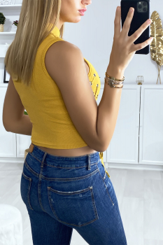 Crop top à lacet Moutarde